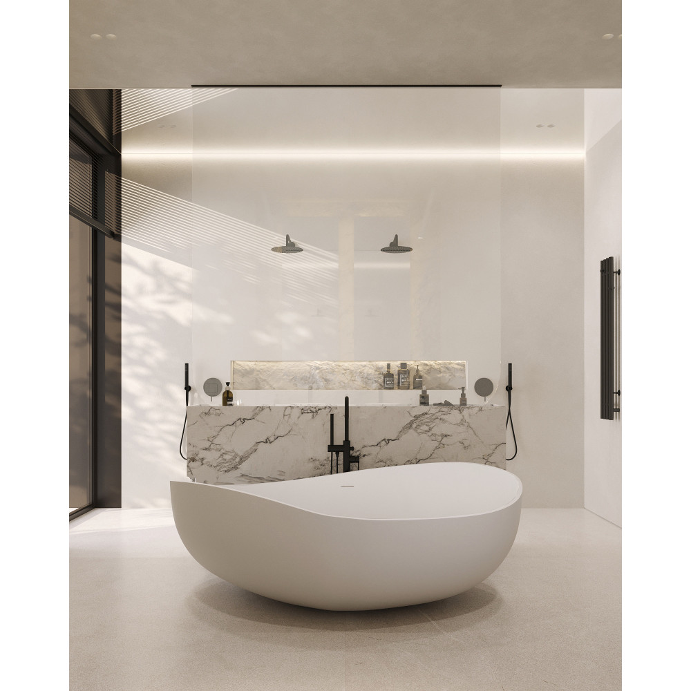 Ванна из искусственного камня ABBER Stein AS9639 белая матовая