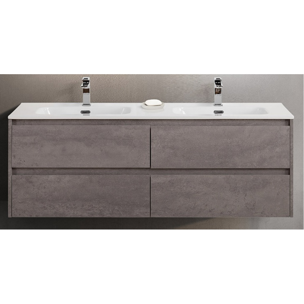 Мебель для ванной комнаты BELBAGNO KRAFT-1200, 1400 с четырьмя ящиками и двойной раковиной