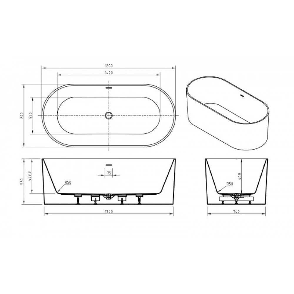 Ванна акриловая отдельностоящая BelBagno BB705