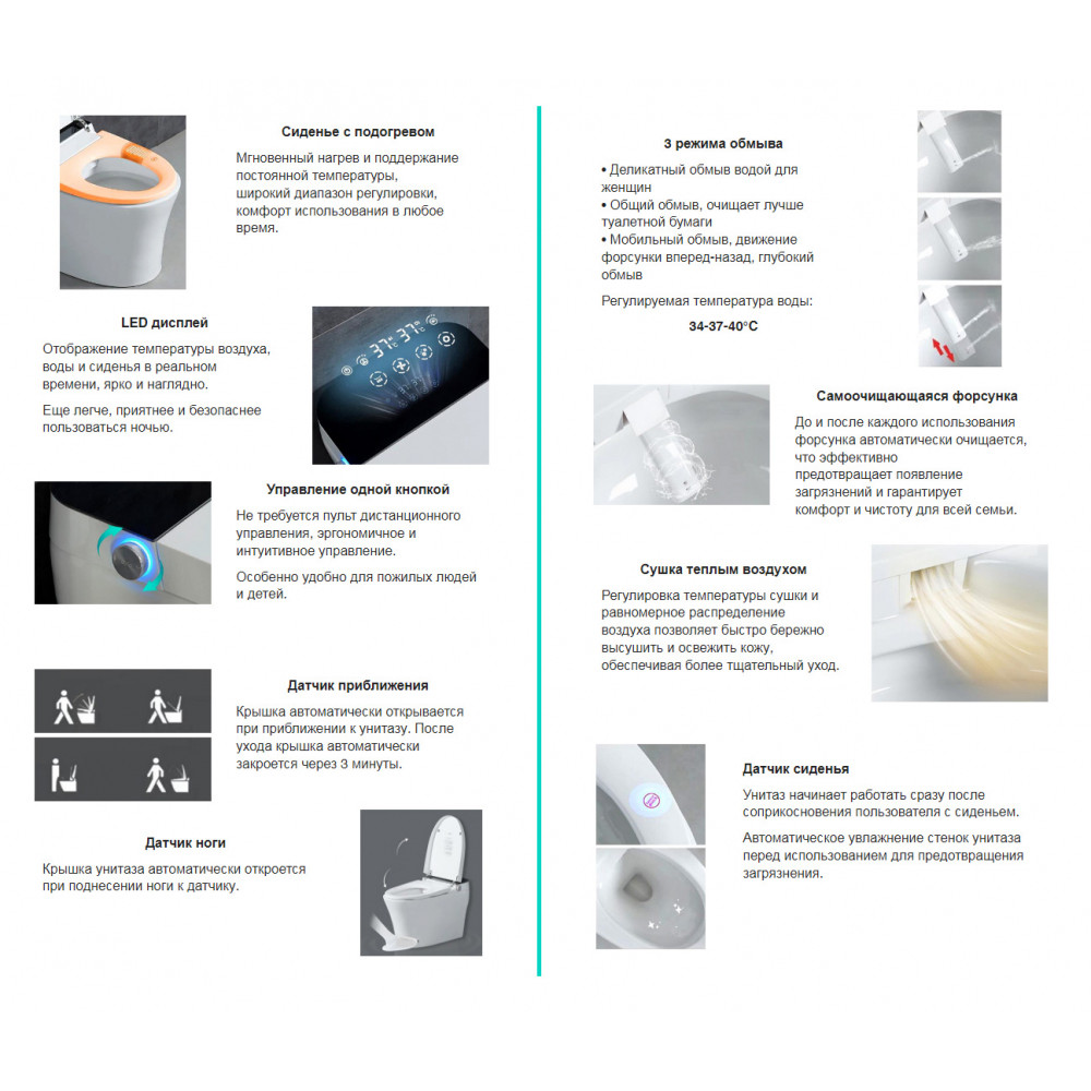 Электронный унитаз-биде ABBER Rechteck AC1215S подвесной белый