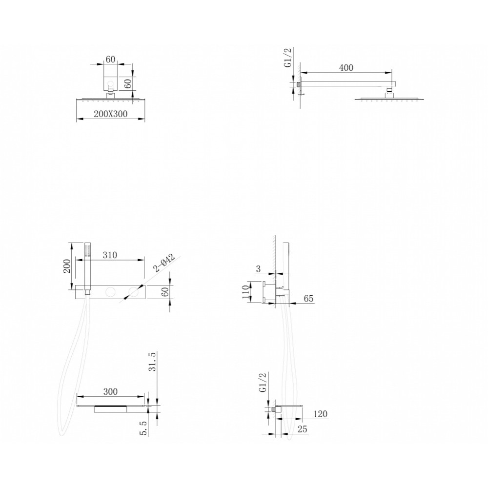 Душевая система ABBER Rund AF8750 скрытого монтажа с изливом, термостат, хром