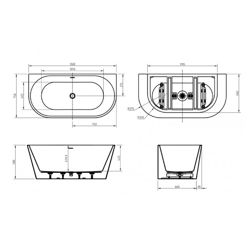 Ванна акриловая пристенная BelBagno BB710