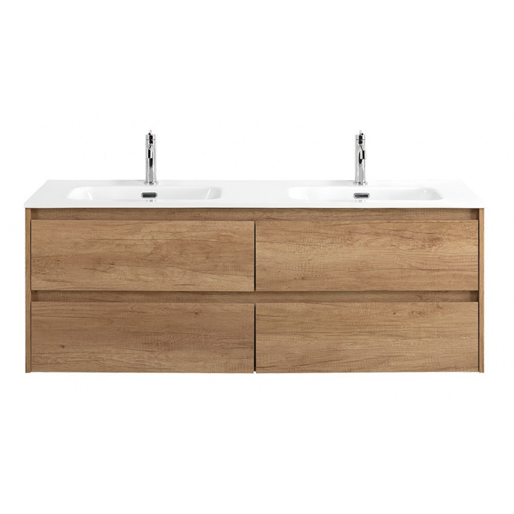 Мебель для ванной комнаты BELBAGNO KRAFT-1200, 1400 с четырьмя ящиками и двойной раковиной
