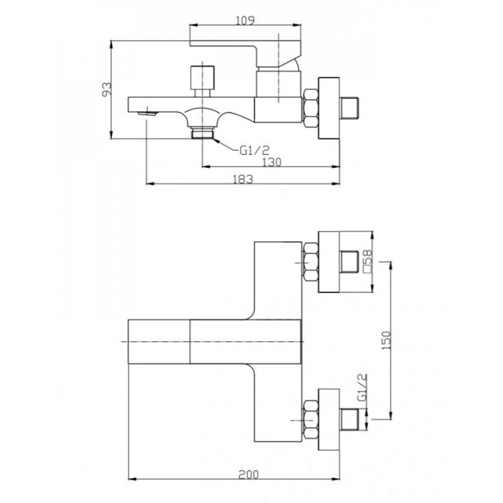 Смеситель для ванны и душа BELBAGNO ROMANO ROM-VAS-CRM