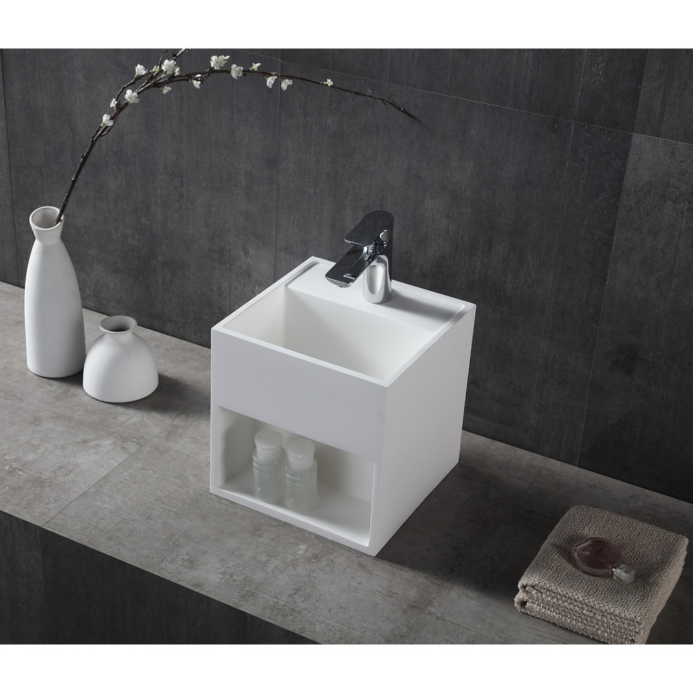 Тумба с раковиной ABBER Stein AS2639 подвесная, белая матовая