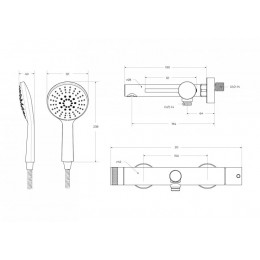 Смеситель для ванны и душа в комплекте с ручным душем, шлангом и держателем  CEZARES RELAX-VD