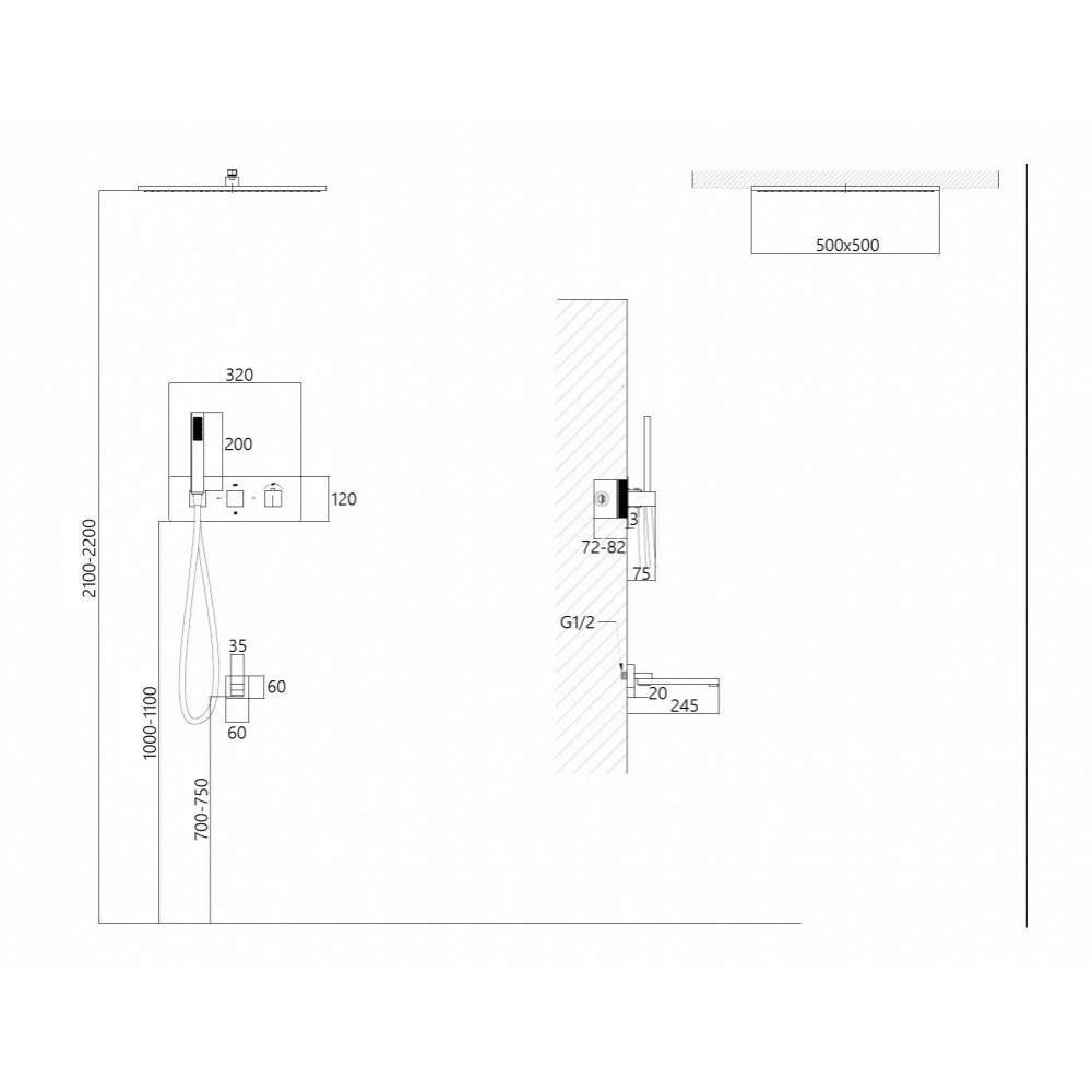 Душевая система ABBER Daheim AF8254W скрытого монтажа с изливом, термостат, белая матовая