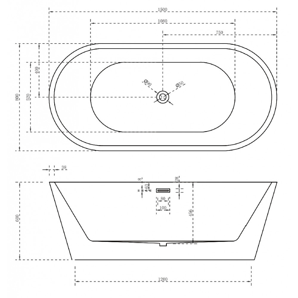 Акриловая ванна ABBER AB9203-1.5 белая