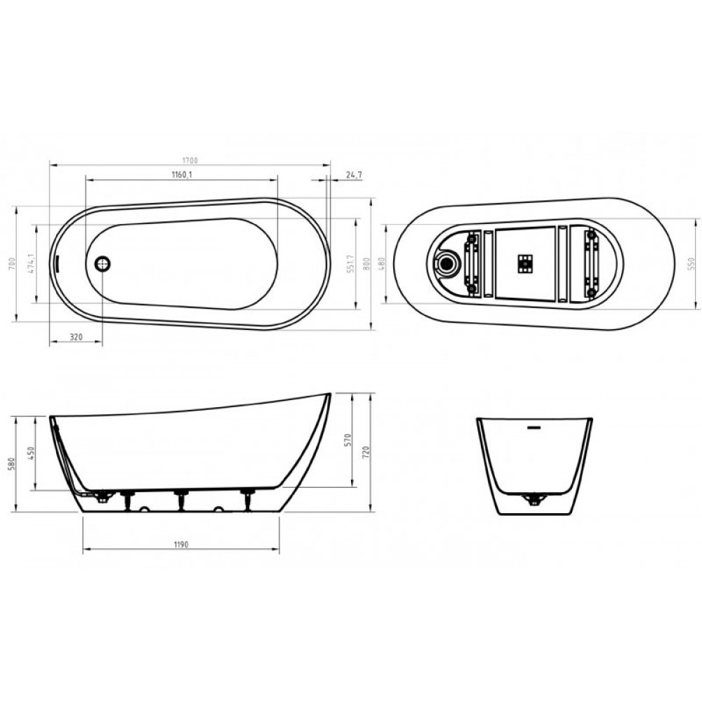 Ванна акриловая отдельностоящая BelBagno BB704