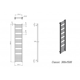 Полотенцесушитель водяной Grota Classic 300x1500 белый