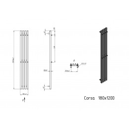 Полотенцесушитель водяной Grota Corsa 180х1200 белый