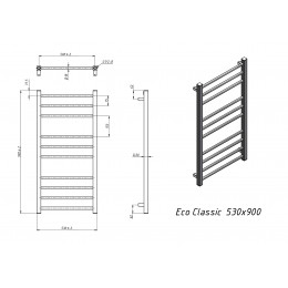 Полотенцесушитель водяной Grota Eco Classic 530x900 хром матовый