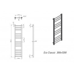 Полотенцесушитель водяной Grota Eco Classic 300x1200 черный