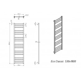 Полотенцесушитель водяной Grota Eco Classic 530x1800 черный