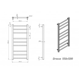 Полотенцесушитель электрический Grota Grosso 550x1200 черный