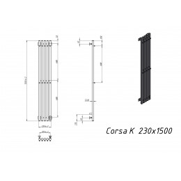 Полотенцесушитель электрический Grota Corsa K 230х1500 черный