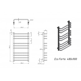 Полотенцесушитель водяной Grota Eco Forte 480x900 хром глянцевый