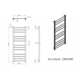 Полотенцесушитель водяной Grota Eco Classic 530x1200 хром глянцевый