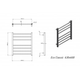 Полотенцесушитель водяной Grota Eco Classic 630x600 хром глянцевый