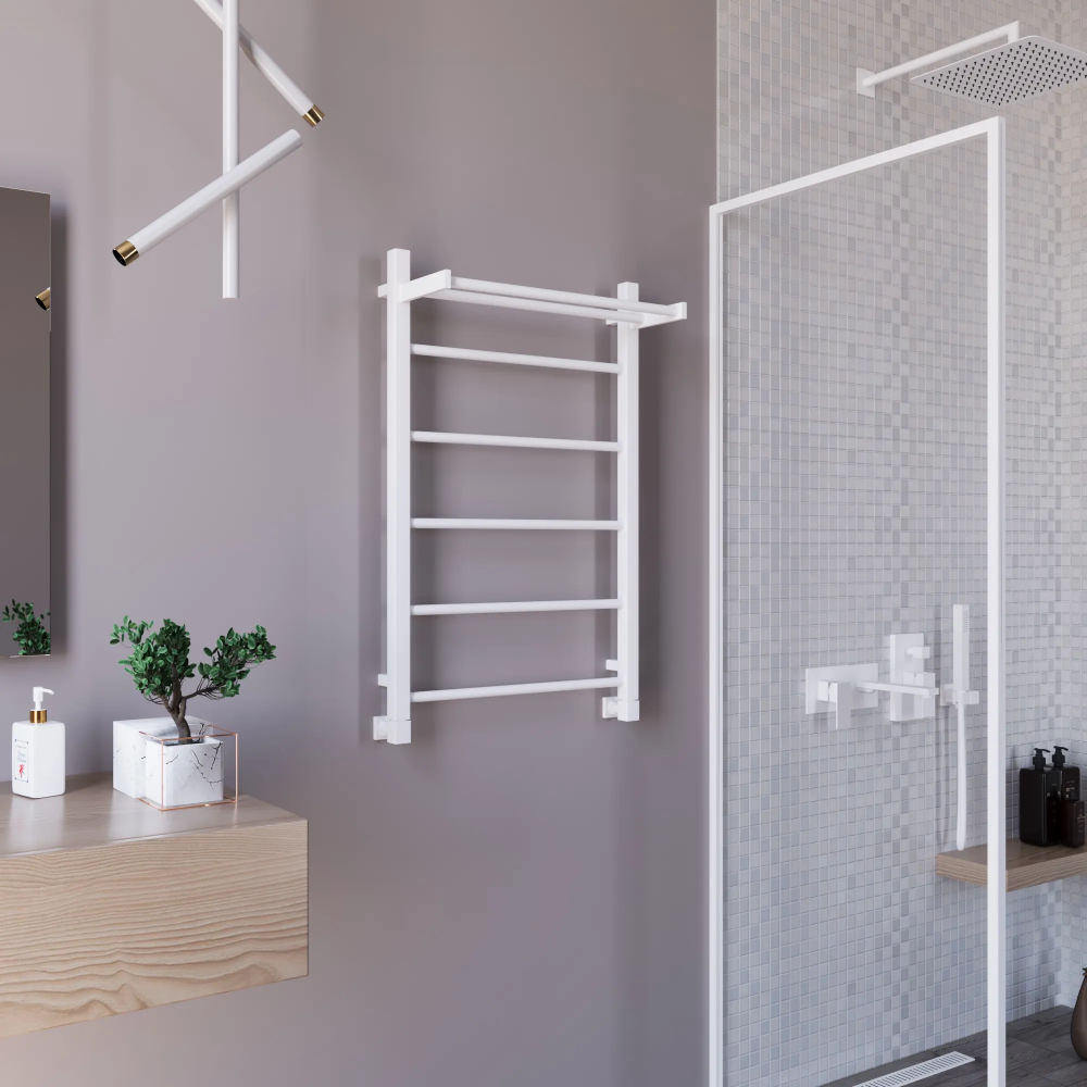Полотенцесушитель водяной Grota Simple P с полкой 530x800 белый