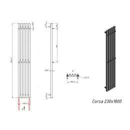 Полотенцесушитель электрический Grota Corsa 230х1800 хром матовый