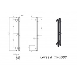 Полотенцесушитель электрический Grota Corsa K 100х900 черный