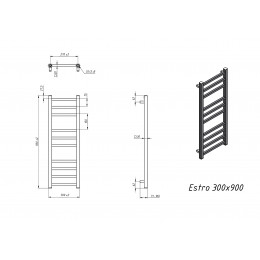 Полотенцесушитель электрический Grota Estro 300x900 хром глянцевый