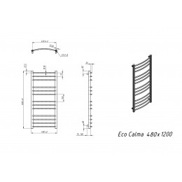 Полотенцесушитель водяной Grota Eco Calma 480x1200 хром матовый