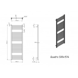 Полотенцесушитель электрический Grota Quadro 500х1514 хром матовый