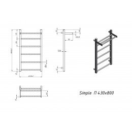 Полотенцесушитель электрический Grota Simple P с полкой 430x800 черный