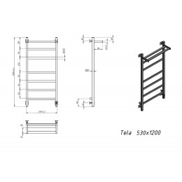 Полотенцесушитель электрический Grota Tela 530х1200 черный