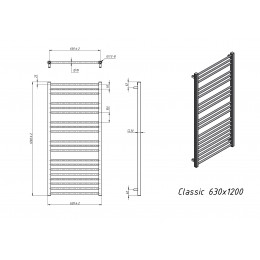 Полотенцесушитель водяной Grota Classic 630x1200 белый