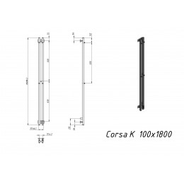 Полотенцесушитель электрический Grota Corsa K 100х1800 хром матовый