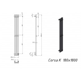 Полотенцесушитель электрический Grota Corsa K 180х1800 черный