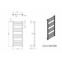 Полотенцесушитель электрический Grota Estro 530x1200 черный