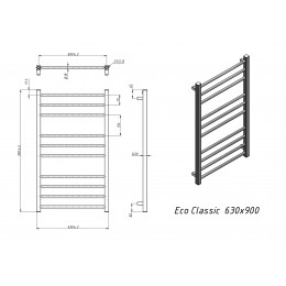 Полотенцесушитель электрический Grota Eco Classic 630x900 белый