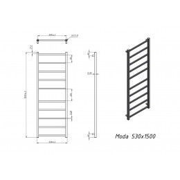 Полотенцесушитель электрический Grota Moda 530x1500 белый