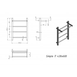 Полотенцесушитель электрический Grota Simple P с полкой 430x600 черный