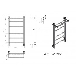 Полотенцесушитель электрический Grota Alto 530х1000 хром матовый