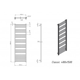 Полотенцесушитель водяной Grota Classic 480x1500 черный