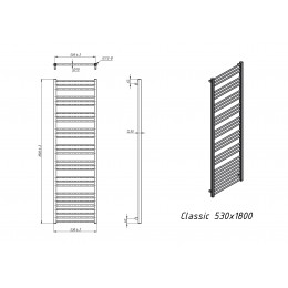 Полотенцесушитель электрический Grota Classic 530x1800 хром матовый