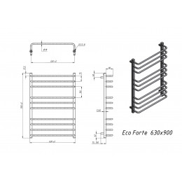 Полотенцесушитель электрический Grota Eco Forte 630x900 хром глянцевый