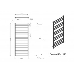 Полотенцесушитель электрический Grota Estro 630x1500 хром матовый