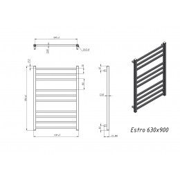 Полотенцесушитель электрический Grota Estro 630x900 хром глянцевый