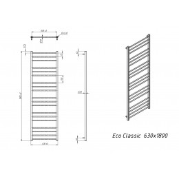 Полотенцесушитель электрический Grota Eco Classic 630x1800 хром глянцевый