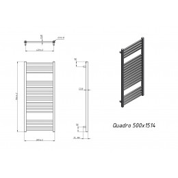 Полотенцесушитель водяной Grota Quadro 500х1164 черный