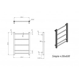 Полотенцесушитель водяной Grota Simple 430х600 хром глянцевый