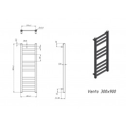 Полотенцесушитель водяной Grota Vento 300x900 черный