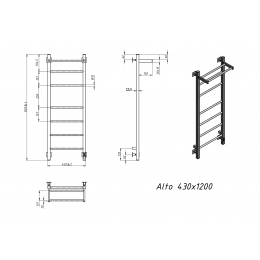 Полотенцесушитель электрический Grota Alto 430х1200 черный