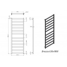Полотенцесушитель электрический Grota Brezza 630x1800 белый